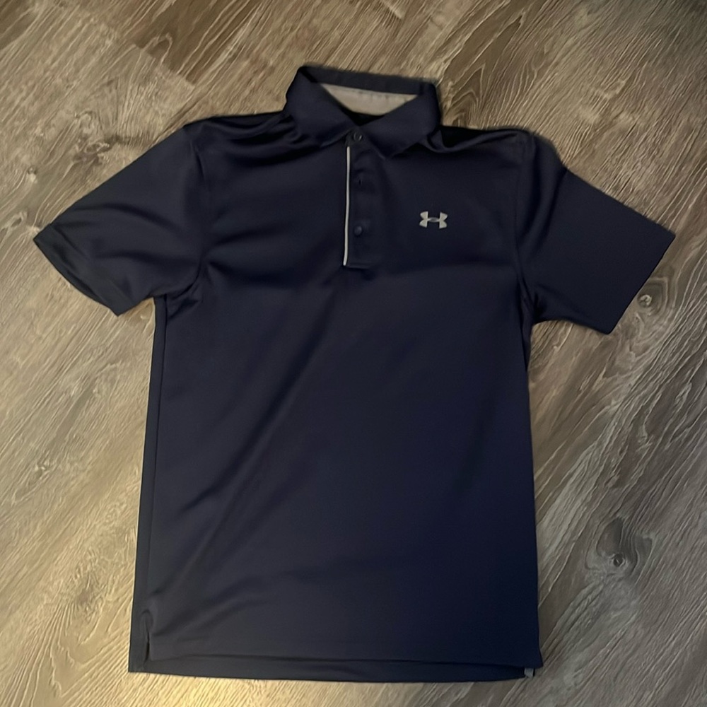 Blue under-armor polo
